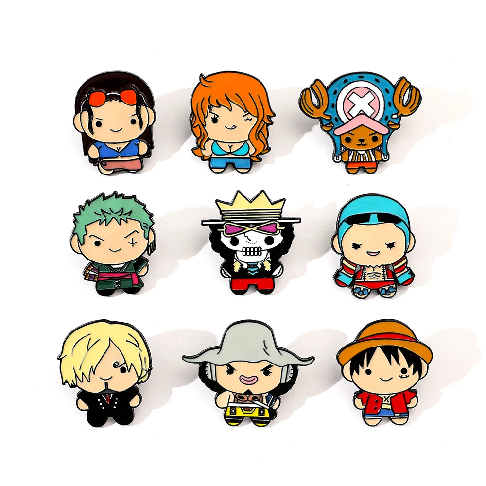 Enamel Pin Set - 9 個クリエイティブ漫画ブローチアニメワンピースエナメルピン金属バッジジュエリー衣類バックパックアクセサリー友人へのギフト