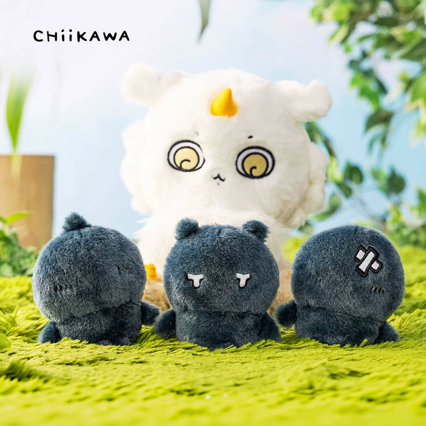 Anime Merchandise Licensing - チイカワ、ハチワレ、ウサギのかわいい漫画風ぬいぐるみキーホルダー、グレーの子供キャラクターセット、公式ライセンス商品、親友へのプレゼント