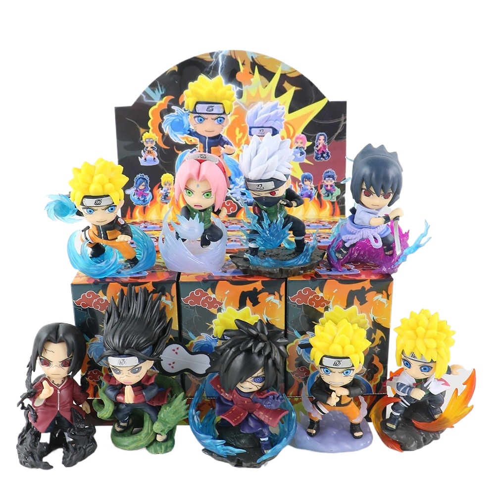 Anime Merchandise Box Set - 1-9種類のナルトQ版フィギュアブラインドボックス、流行のおもちゃモデルオーナメント、アニメグッズ、おもちゃコレクション、子供向けギフト、ミステリーボックス