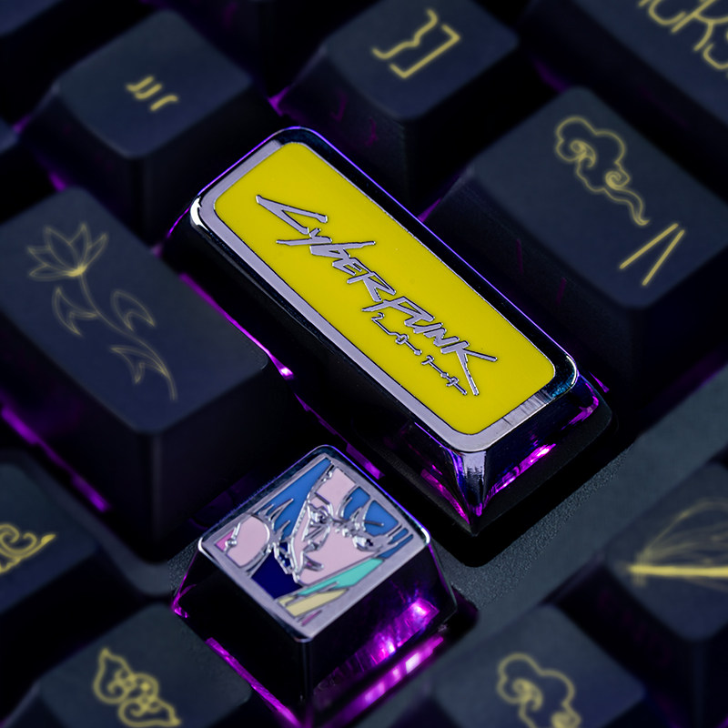 Keycap Artisan Anime - アニメキーキャップサイバーパンク 2077 テーマメカニカルキーボード金属素材キーキャップ PC ゲーミングキーボードギフト