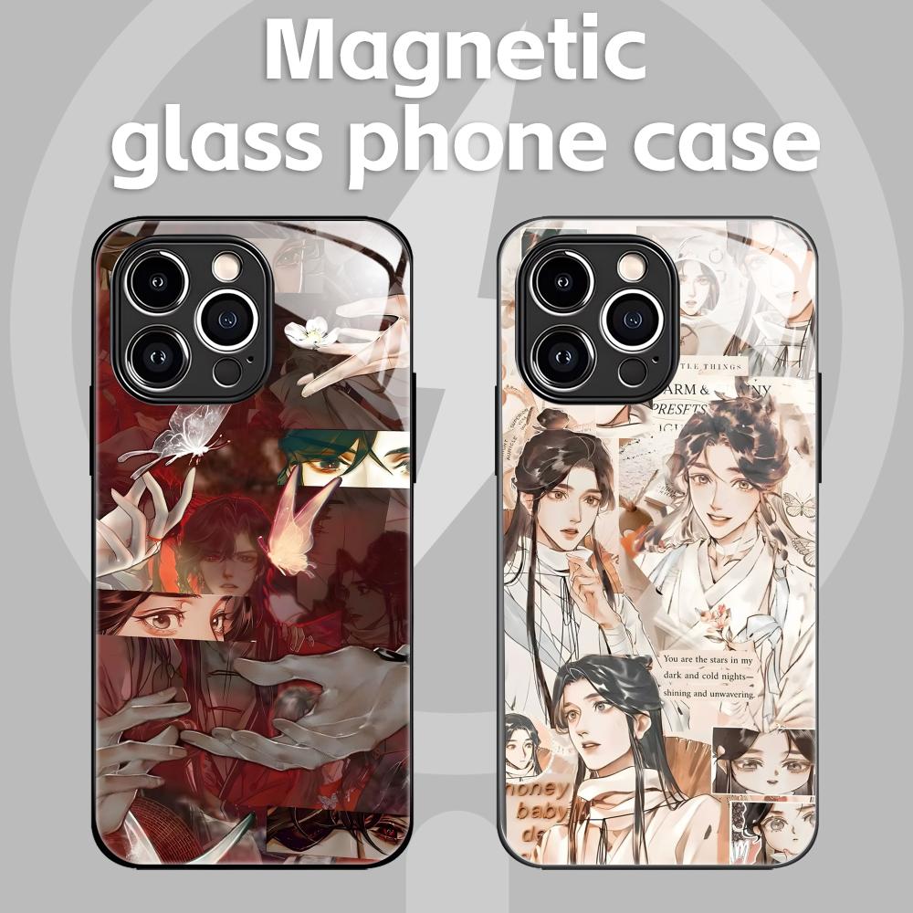 Phone Case Anime - アニメ「天国の職人の祝福」iPhone 16/15/14/13/12/11/X/XR/XS/8 Plus/Mini/Pro/Max対応 ガラス製マグネット式スマホケース