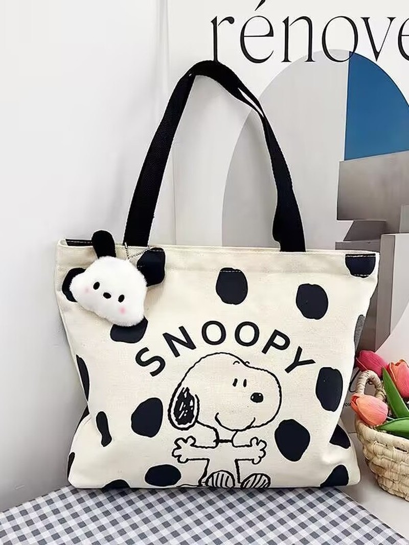 漫画スヌーピーキャンバスショルダーバッグ女性用大容量トートバ - Anime Tote Bag のレビューと価格