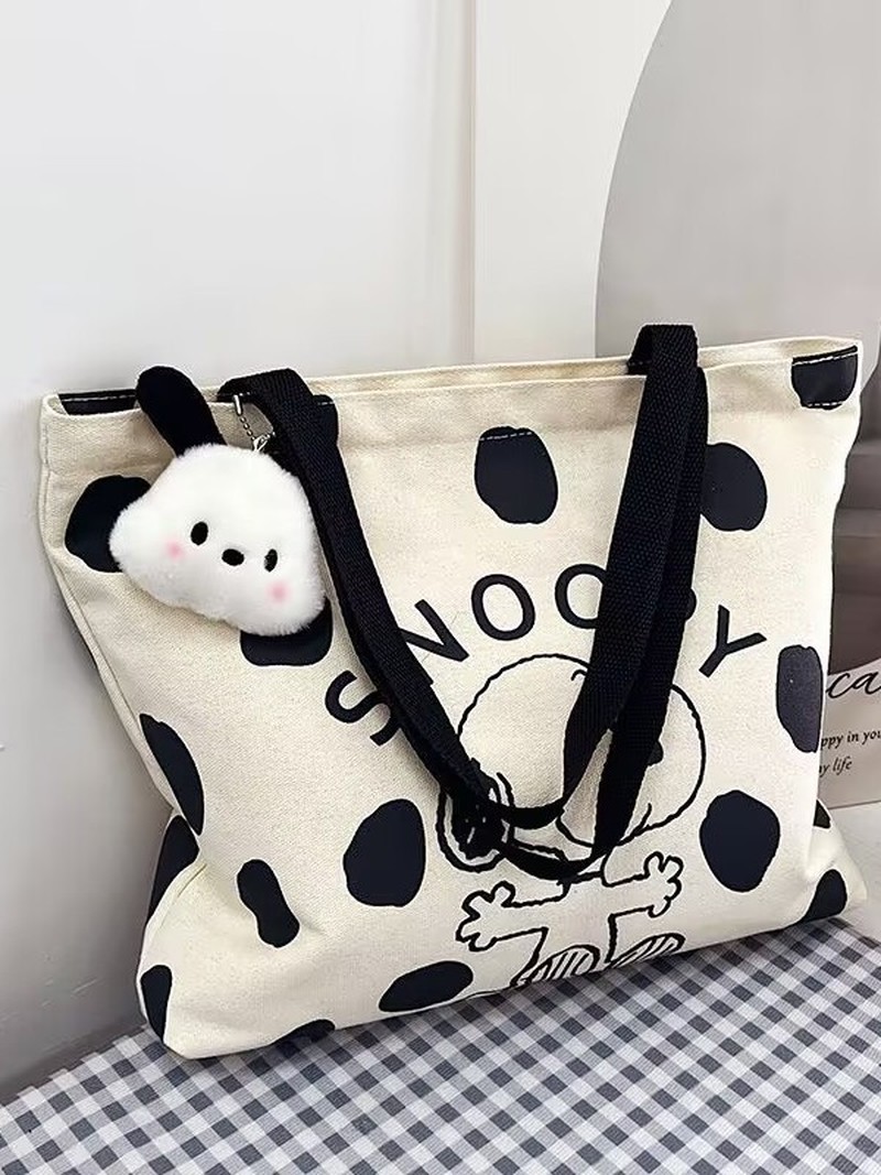 漫画スヌーピーキャンバスショルダーバッグ女性用大容量トートバ - Anime Tote Bag のレビューと価格