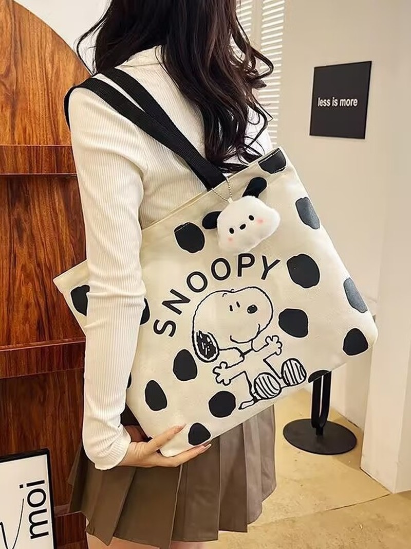 漫画スヌーピーキャンバスショルダーバッグ女性用大容量トートバ - Anime Tote Bag のレビューと価格