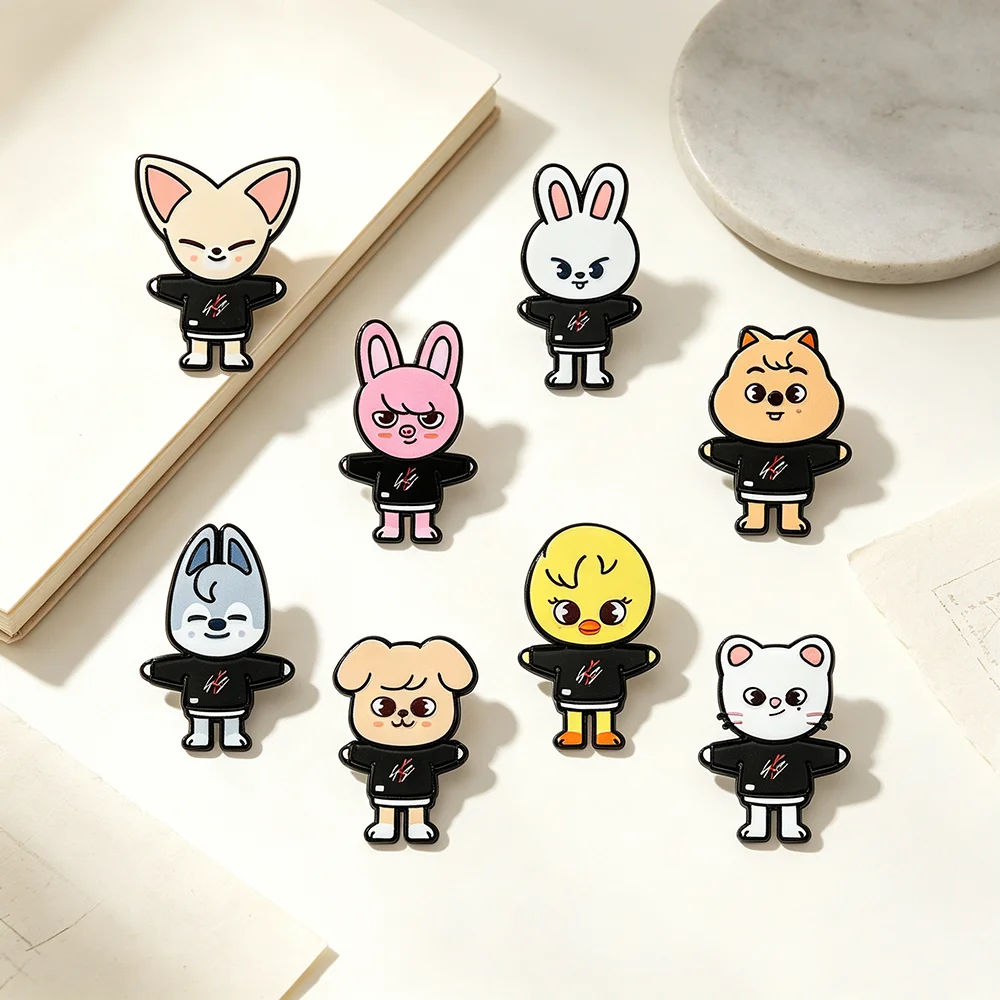 8個入り K-POP風の漫画キャラクターのブローチ、動物モチ - Enamel Pin Set のレビューと価格
