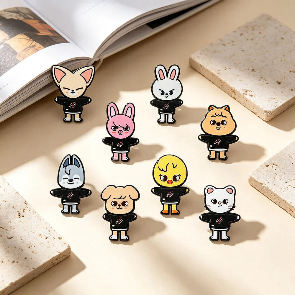 8個入り K-POP風の漫画キャラクターのブローチ、動物モチ - Enamel Pin Set のレビューと価格