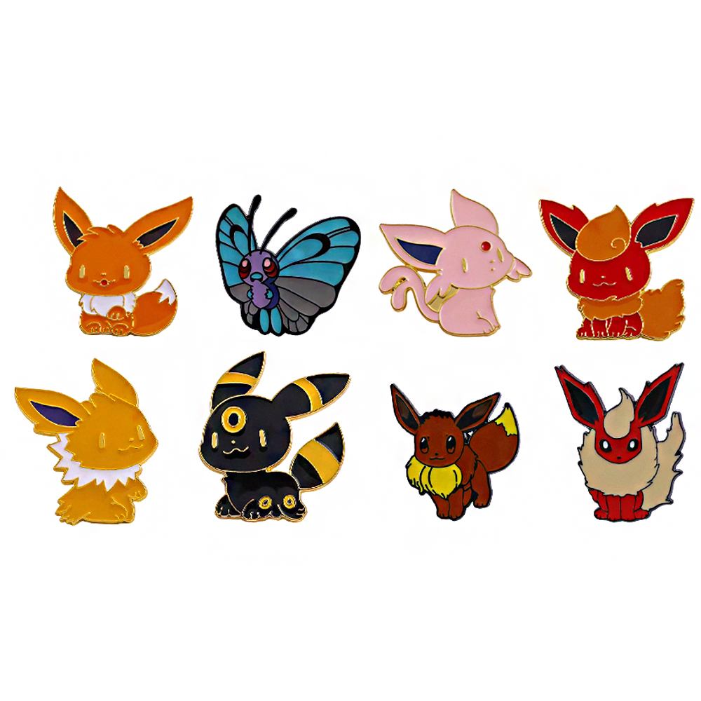 8個入り イーブイ エナメルピンセット。かわいい漫画風のモン - Enamel Pin Set のレビューと価格